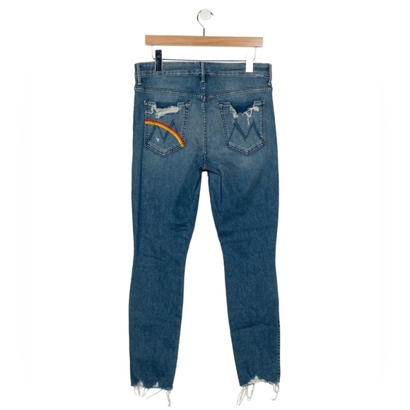 MOTHER High Waisted Looker Ankle Chew Rainbow Jeans in Learning To Hula Size 24 - Picture 3 of 14